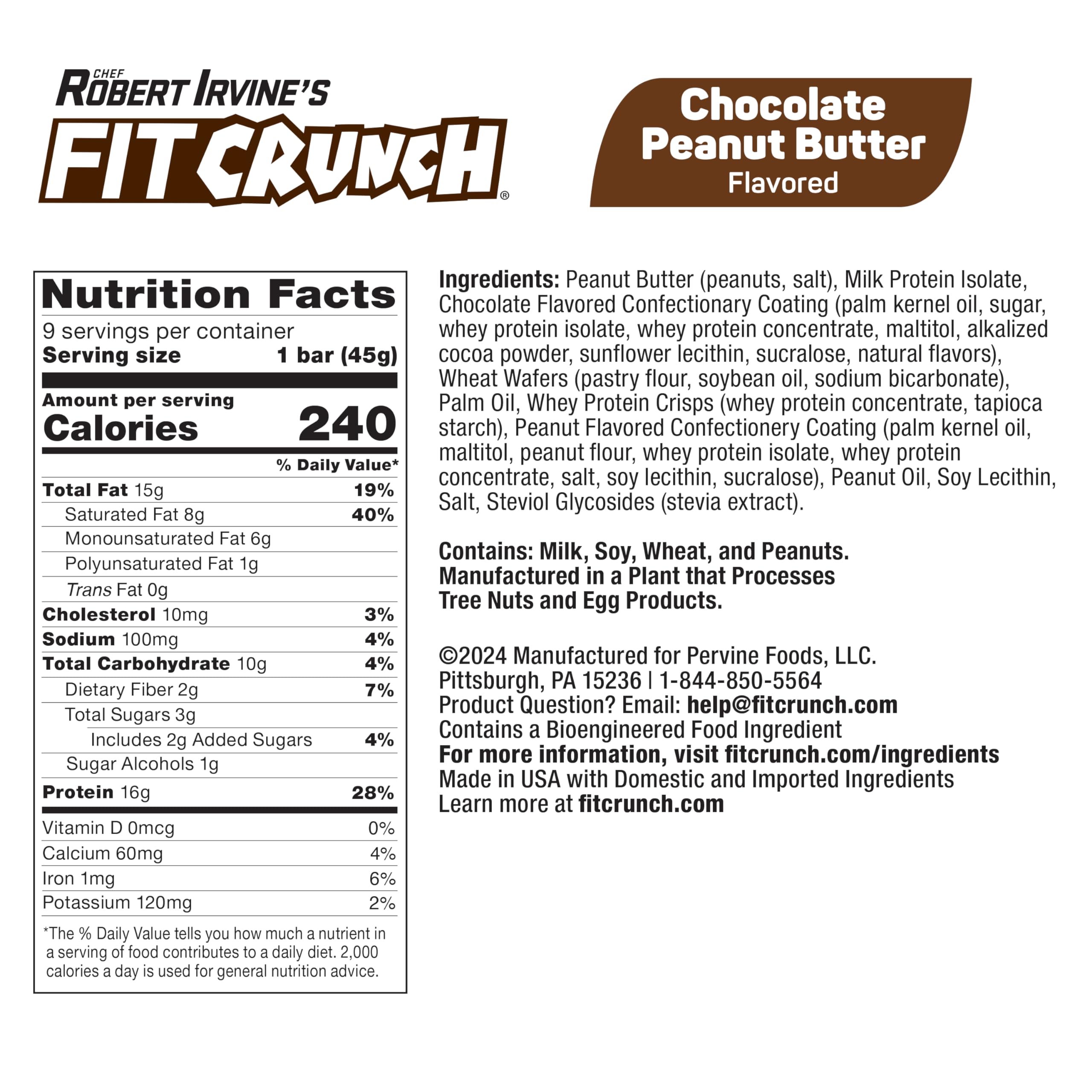 FitCrunch wafer protein bar nutrition panel close-up highlighting 16g protein and 3g sugar.
