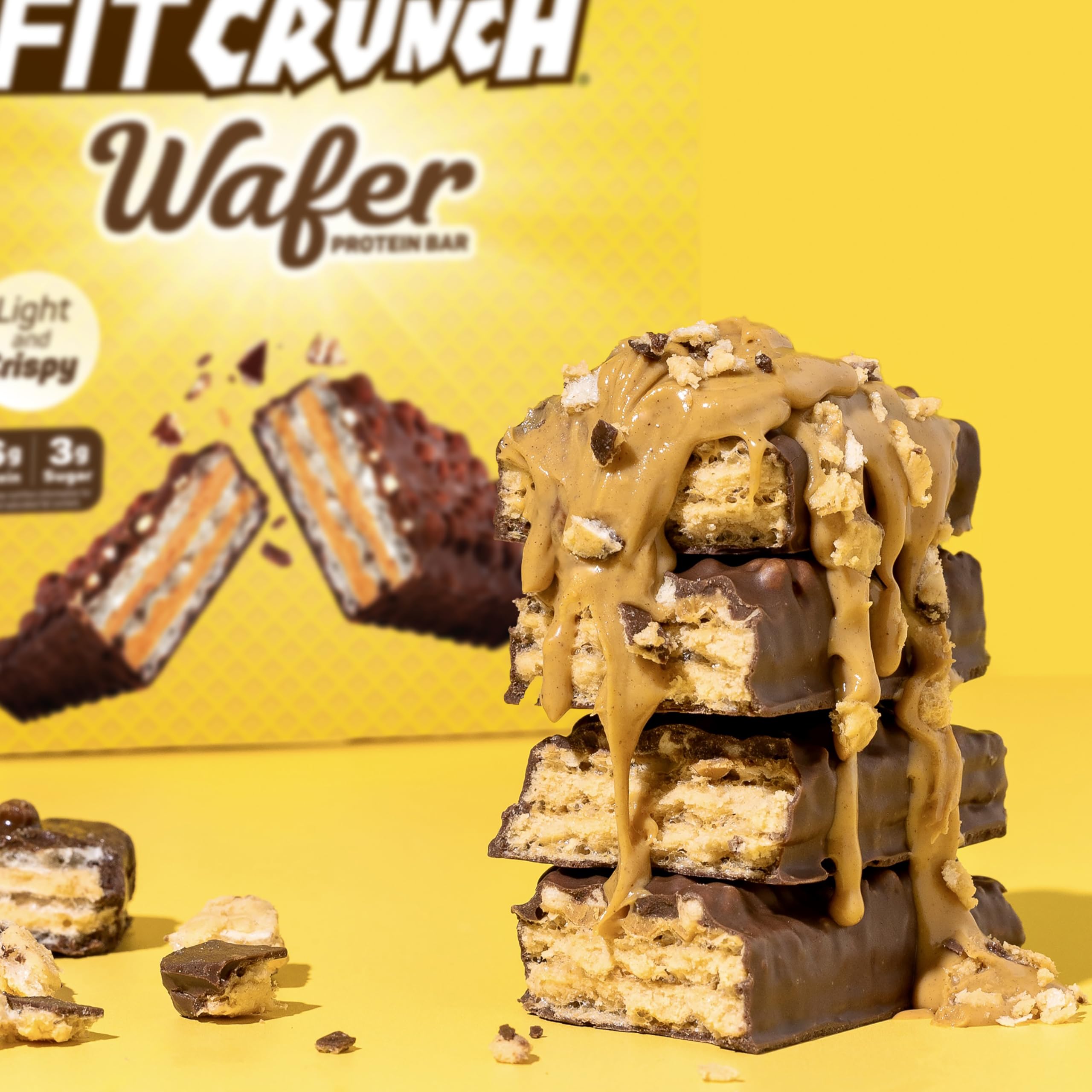 FitCrunch wafer protein bar on-the-go snack for busy days.