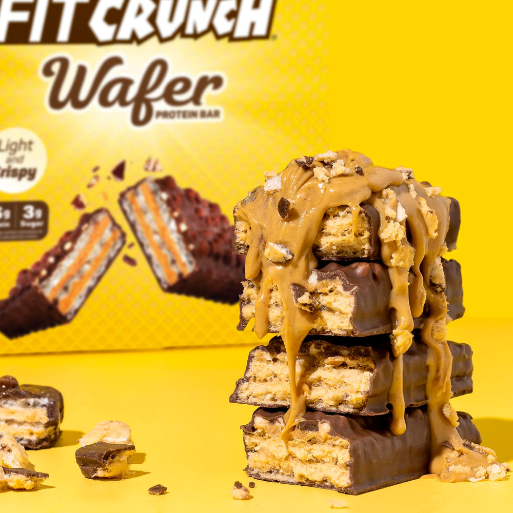 FitCrunch wafer protein bar on-the-go snack for busy days.