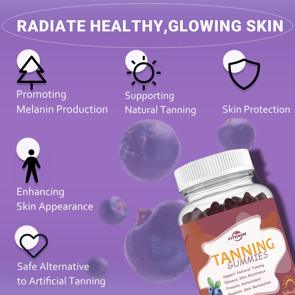 FitEval Tanning Gummies showing beta carotene and lycopene for warm tone balance