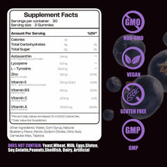 FitEval Tanning Gummies label confirms vegan status and clean ingredients