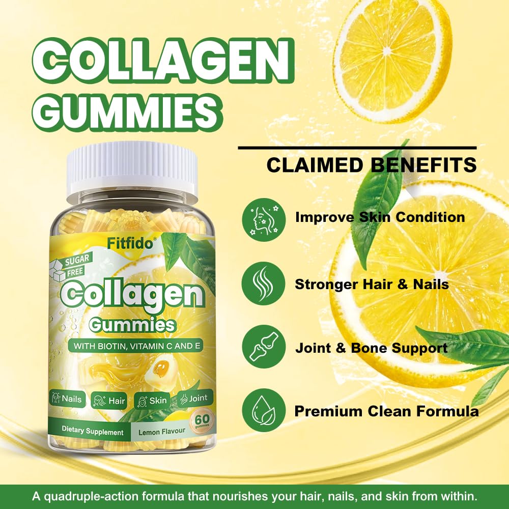 Fitfido collagen gummies ingredients info highlights hydrolyzed peptides and vitamins.
