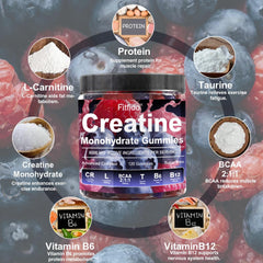 Open bottle of Fitfido Gummies ready for pre or post-workout use
