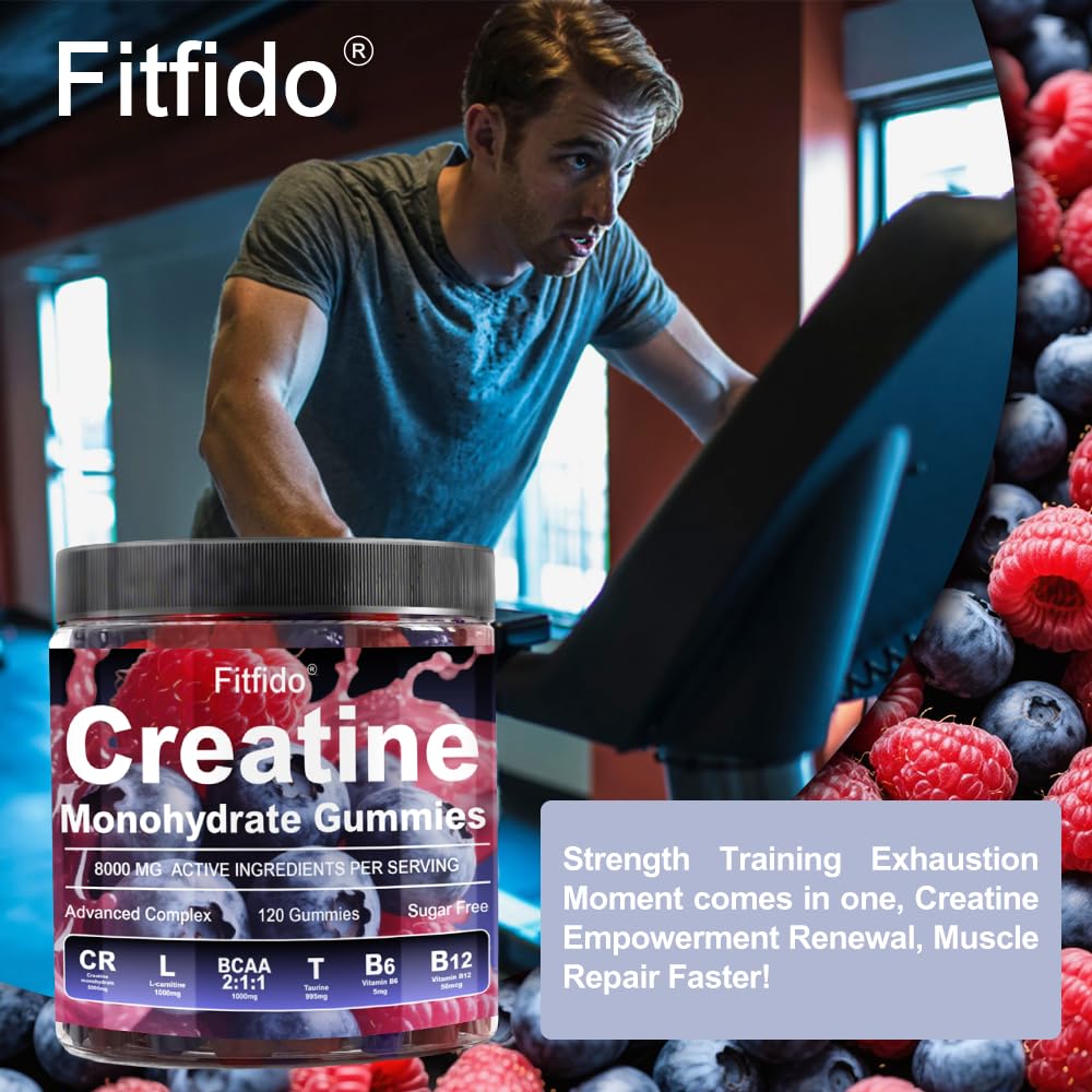 Workout environment with dumbbells and Fitfido Gummies display