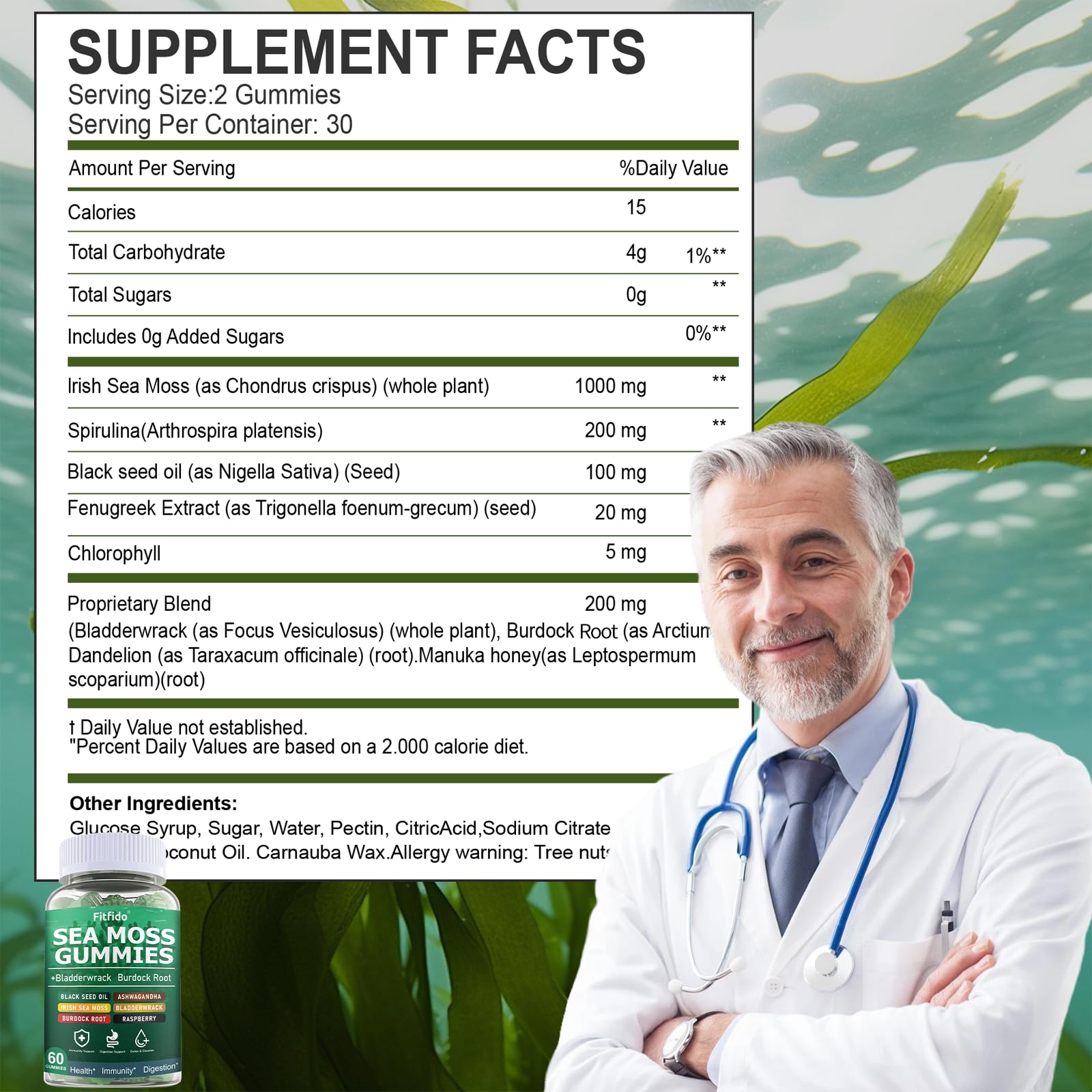 Third-party testing badge on Fitfido Irish Sea Moss Gummies