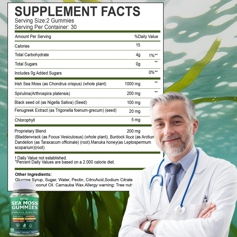 Third-party testing badge on Fitfido Irish Sea Moss Gummies