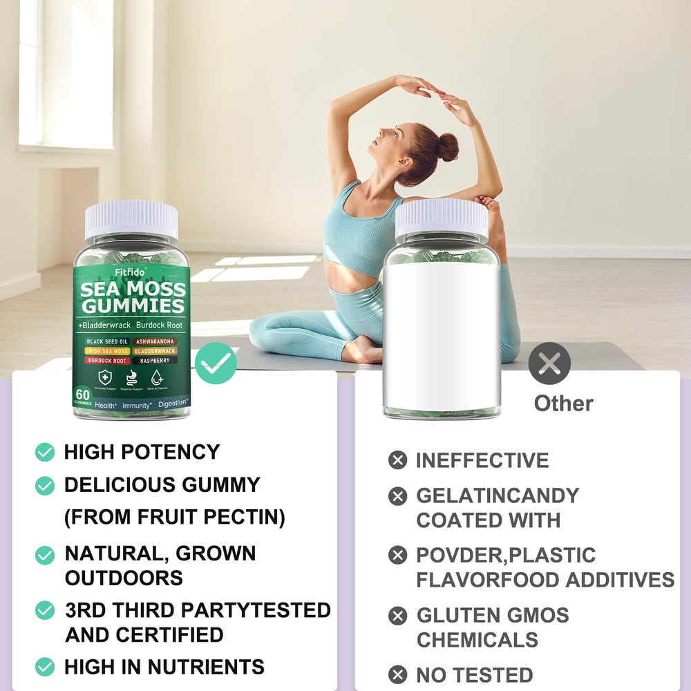 Vegan gelatin-free label for Fitfido Irish Sea Moss Gummies