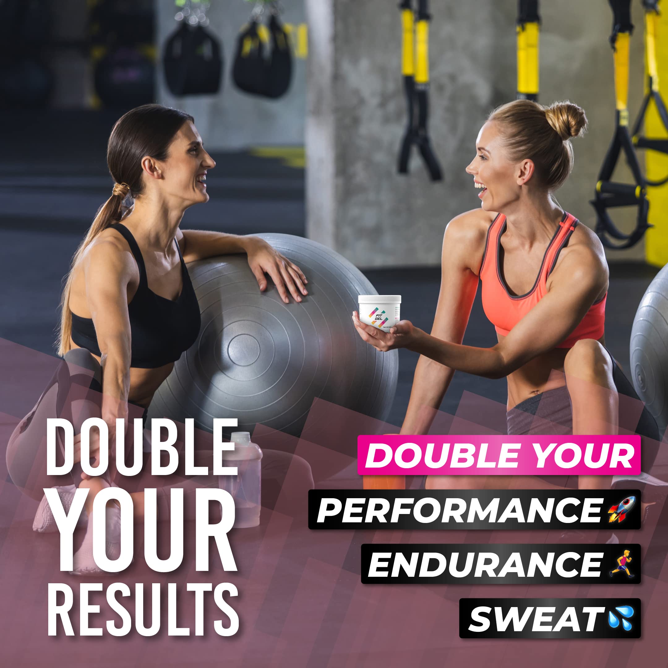 Fit Gel paired with waist trimmer for enhanced sweating during cardio sessions.