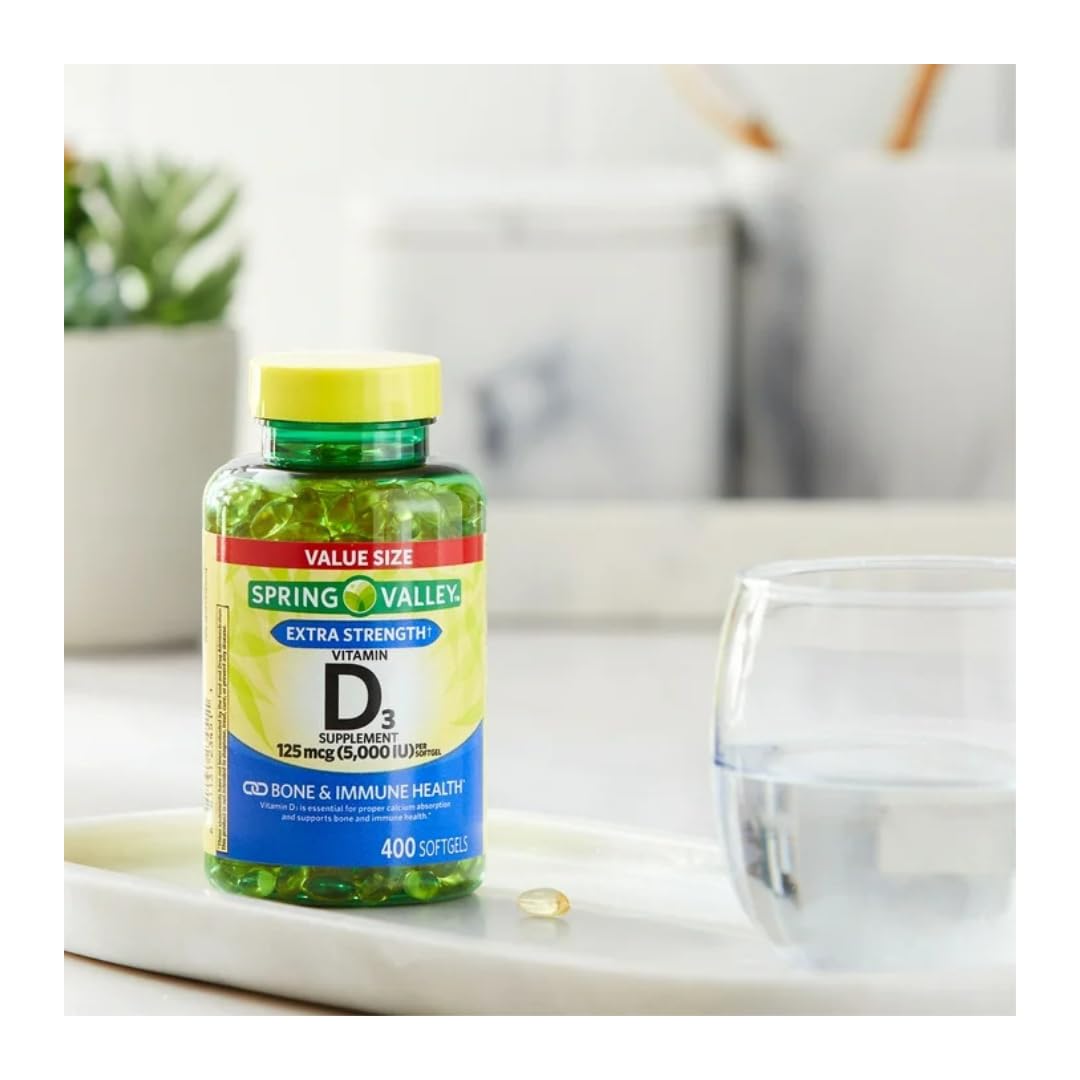 FitMania Vitamin D3 softgels label close-up highlighting high potency for calcium absorption.