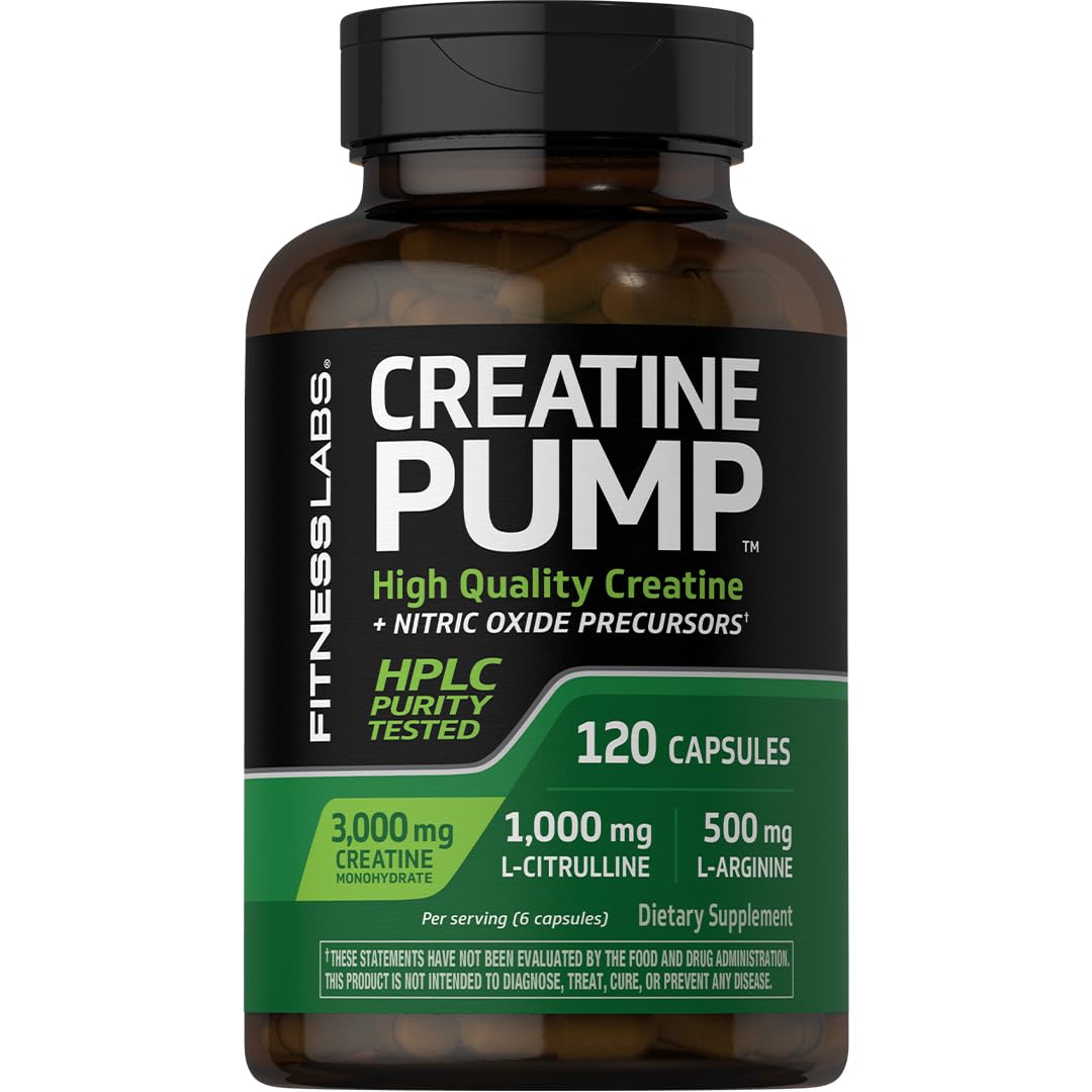 Fitness Labs Creatine Capsules bottle on a clean surface for performance support