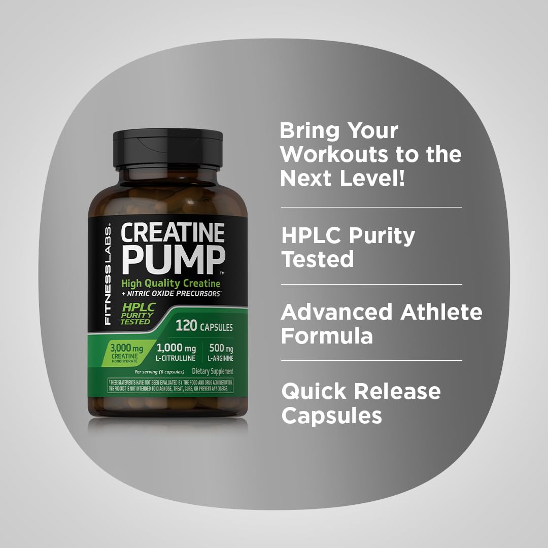 Fitness Labs Creatine Capsules label close-up emphasizes safety and ingredients