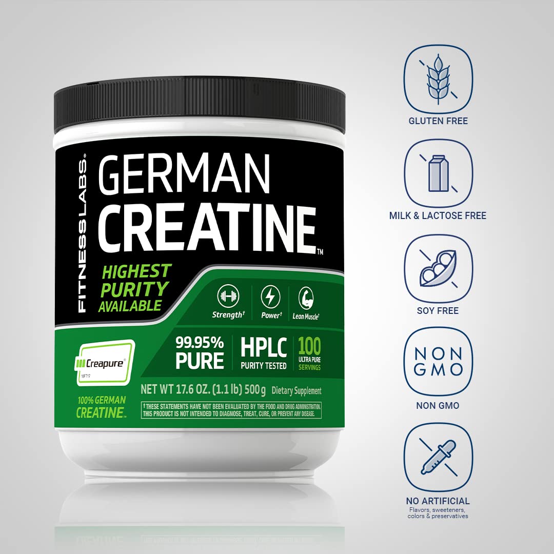 Fitness Labs Creatine Monohydrate powder mixes easily with water or sports drink