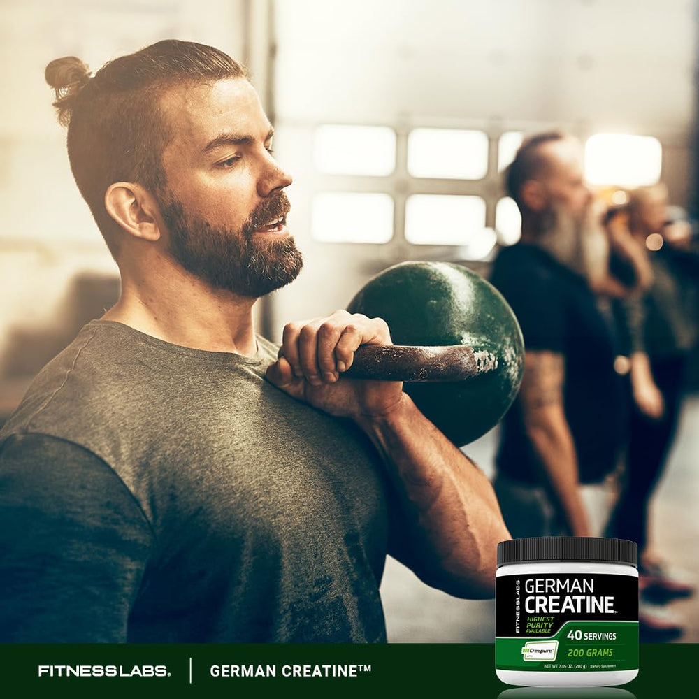 Fitness Labs Creatine Powder dissolving in water for quick mix.