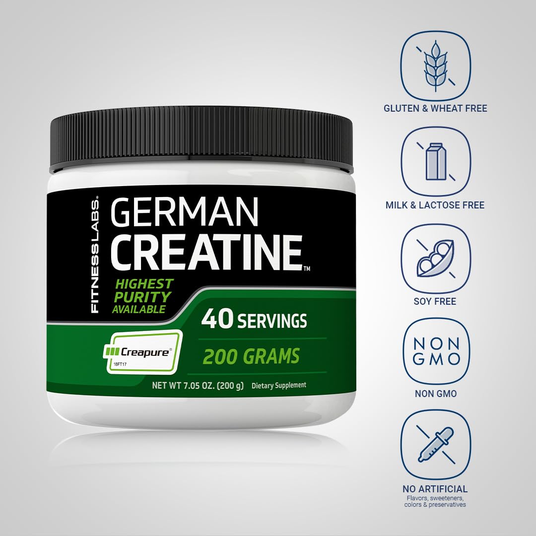 Fitness Labs Creatine powder scoop in shaker ready for pre-workout mix