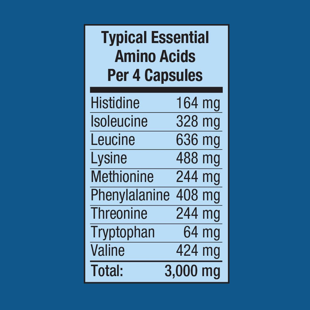 Fitness Labs essential amino acids label close-up showing nine EAAs.