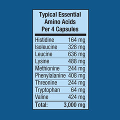 Fitness Labs essential amino acids label close-up showing nine EAAs.