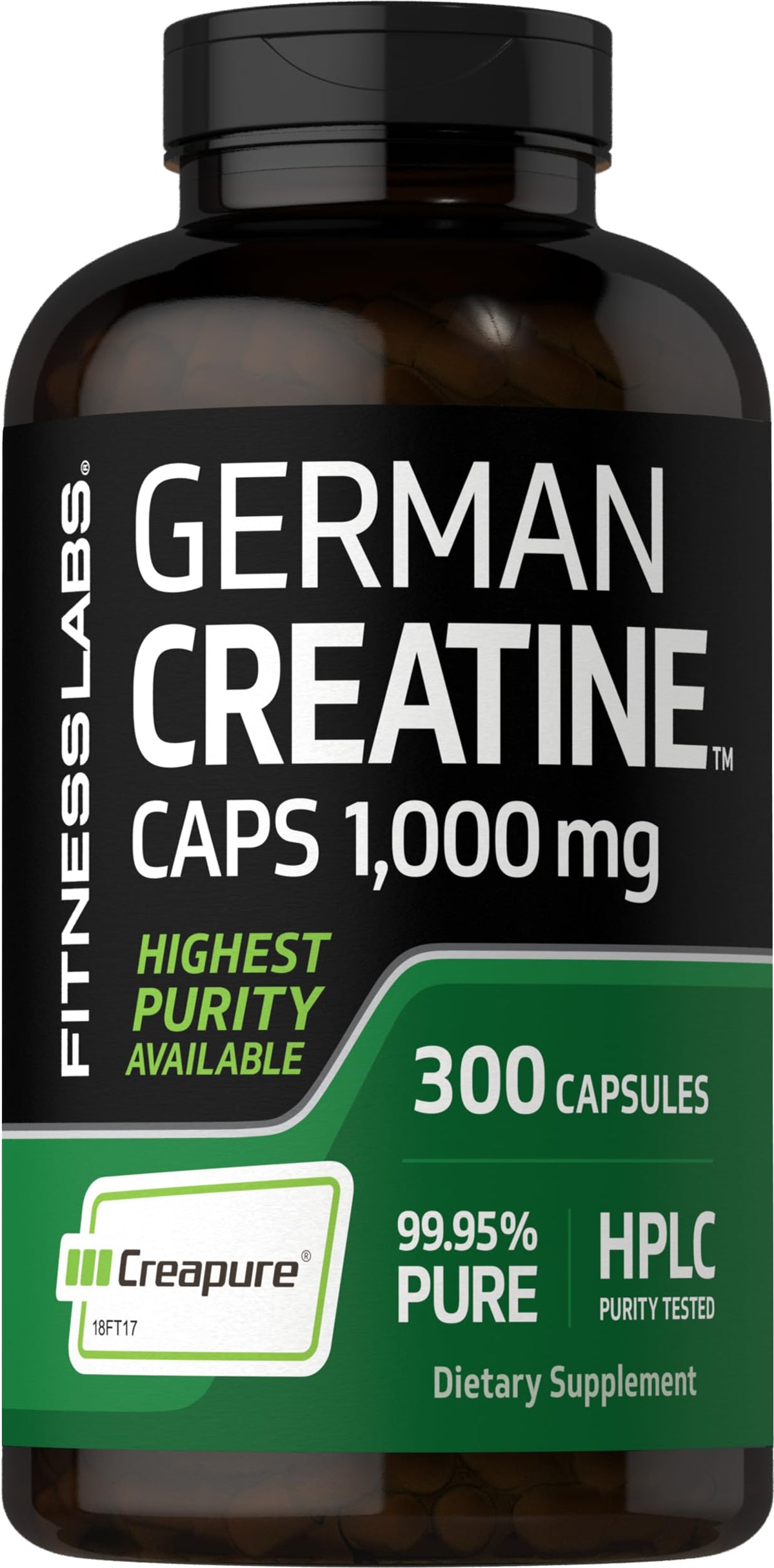 Fitness Labs German Creatine Monohydrate bottle with clean label supporting intense training