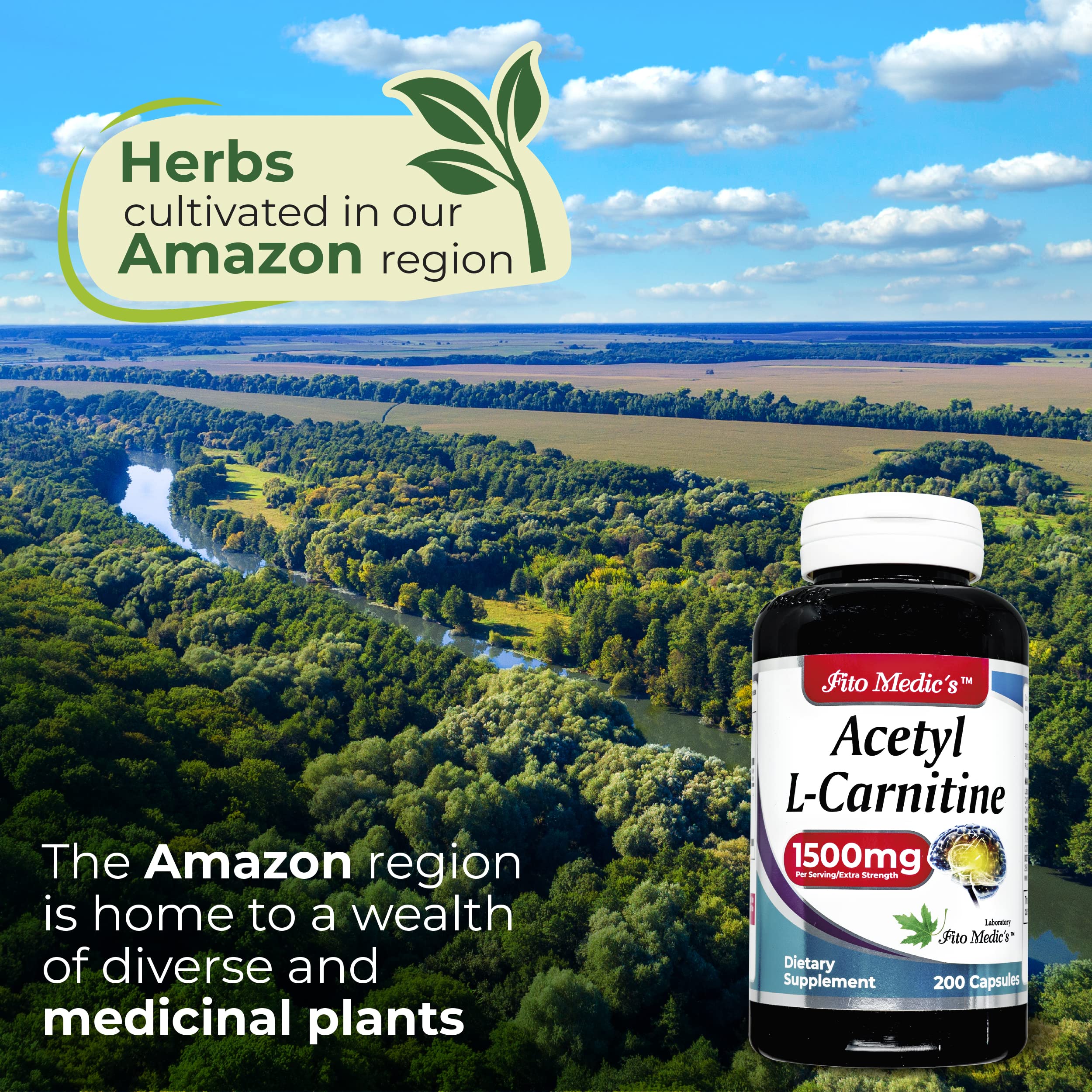 FITO MEDIC'S Acetyl-L-Carnitine ingredient label close-up, highlighting premium potency.