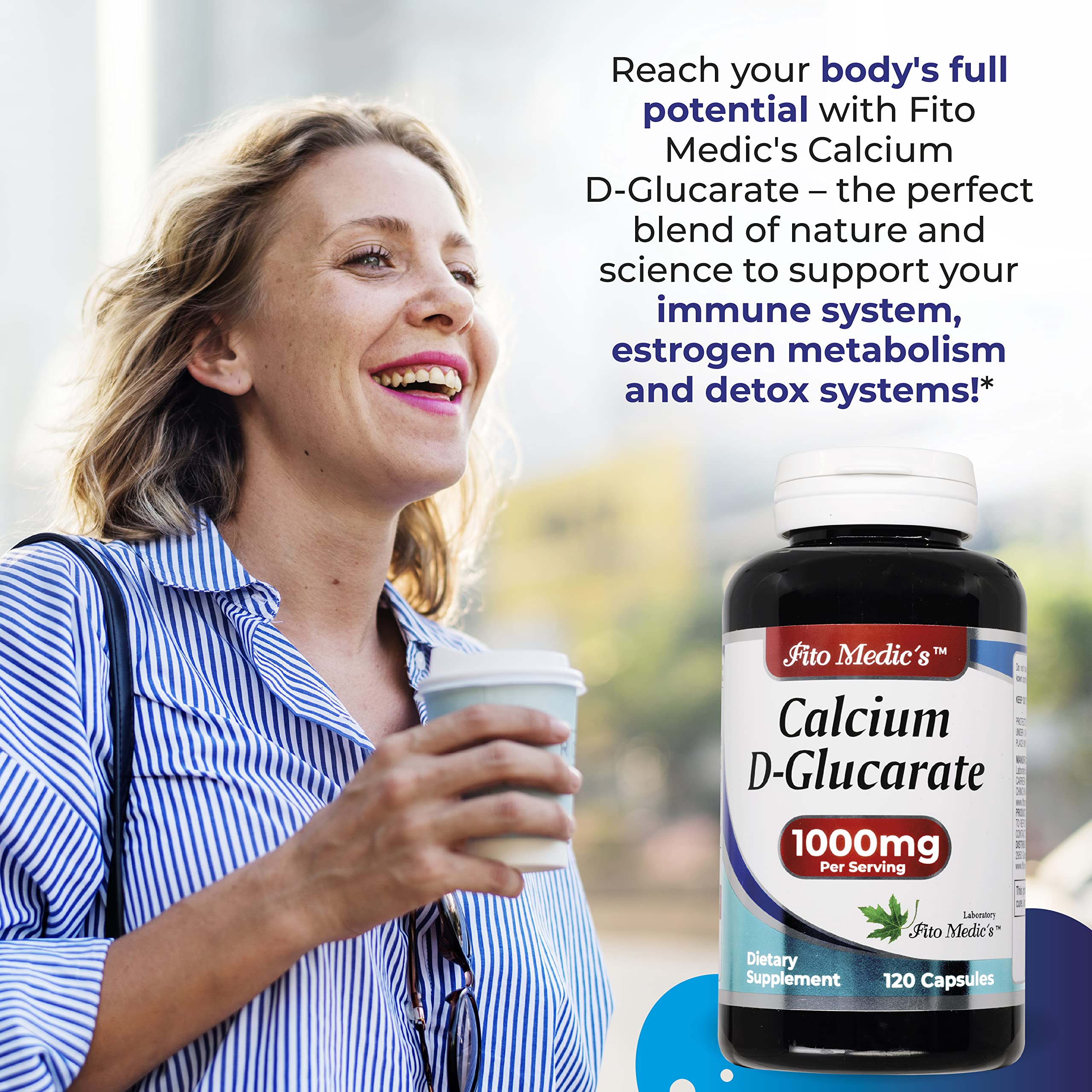 FITO MEDIC'S Calcium d-glucarate capsules arranged neatly to highlight ultra-high absorption.
