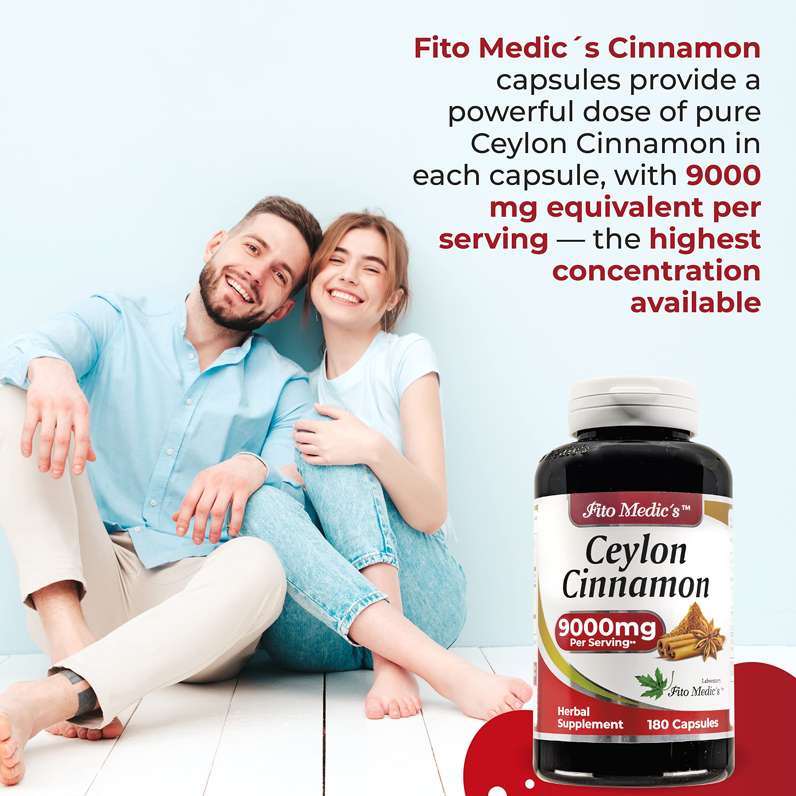 Packaging image emphasizes ultra-high absorption and premium cinnamon quality.