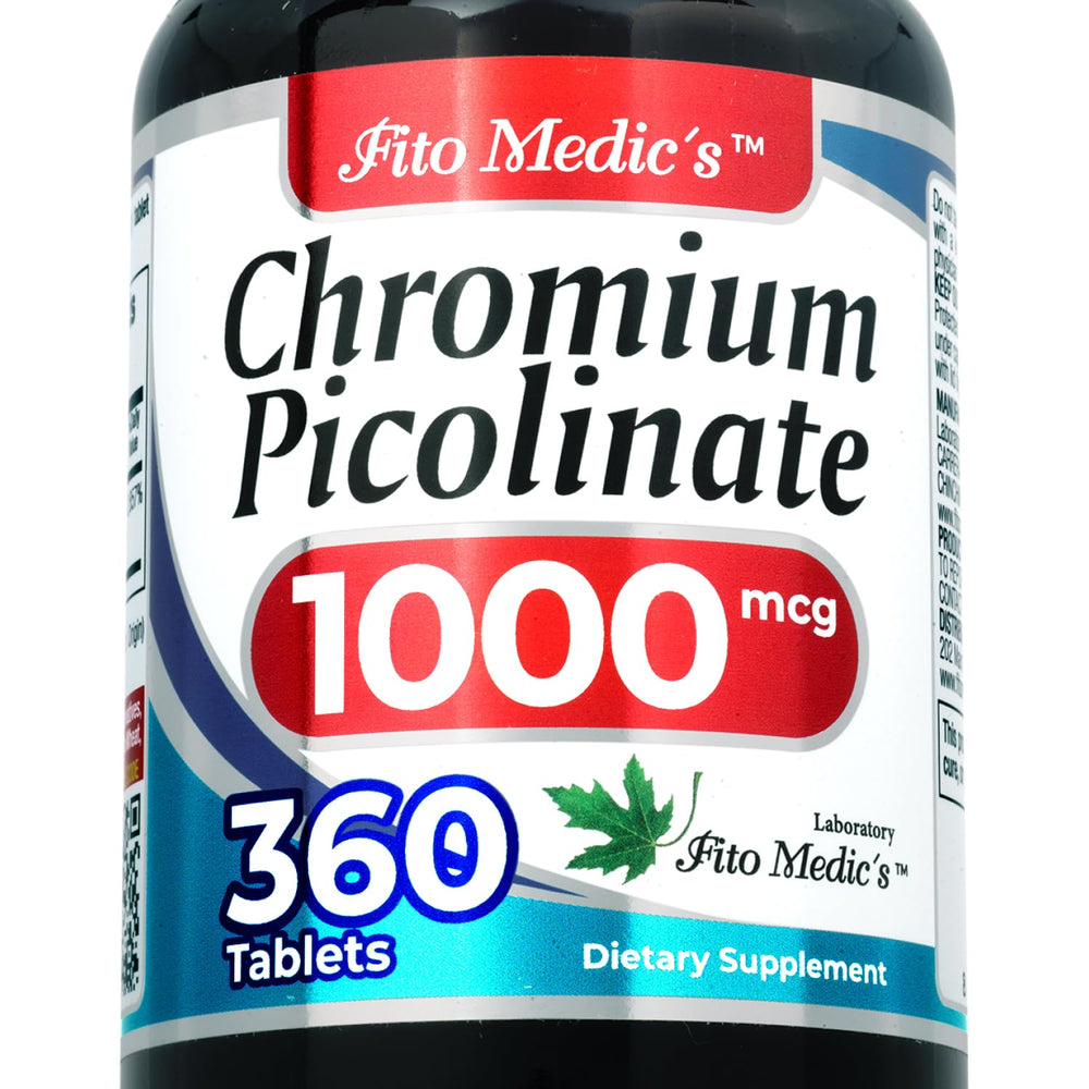 FITO MEDIC'S chromium picolinate 1000mcg bottle front view for daily support