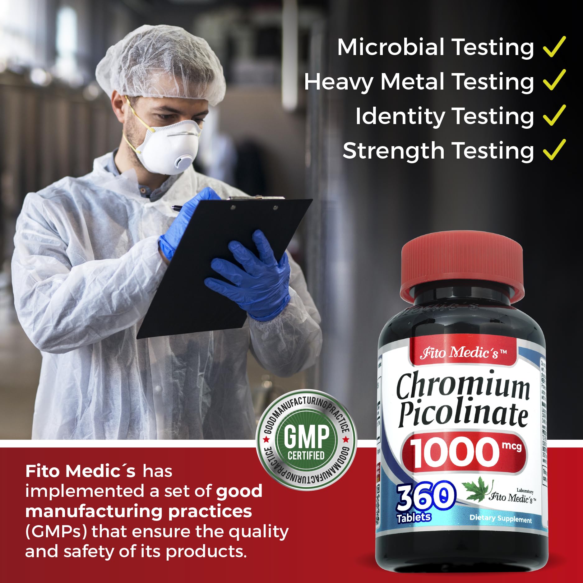 FITO MEDIC'S chromium picolinate tablets in water for easy intake