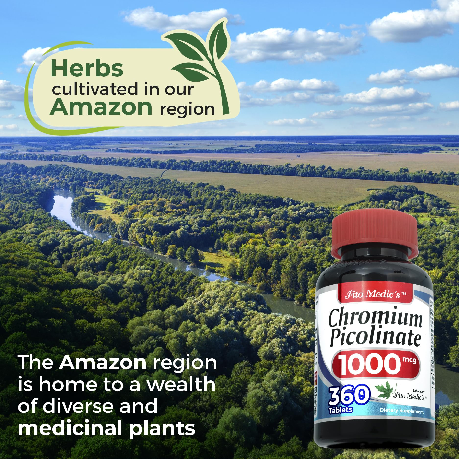 FITO MEDIC'S chromium picolinate ingredients panel highlights 1000mcg