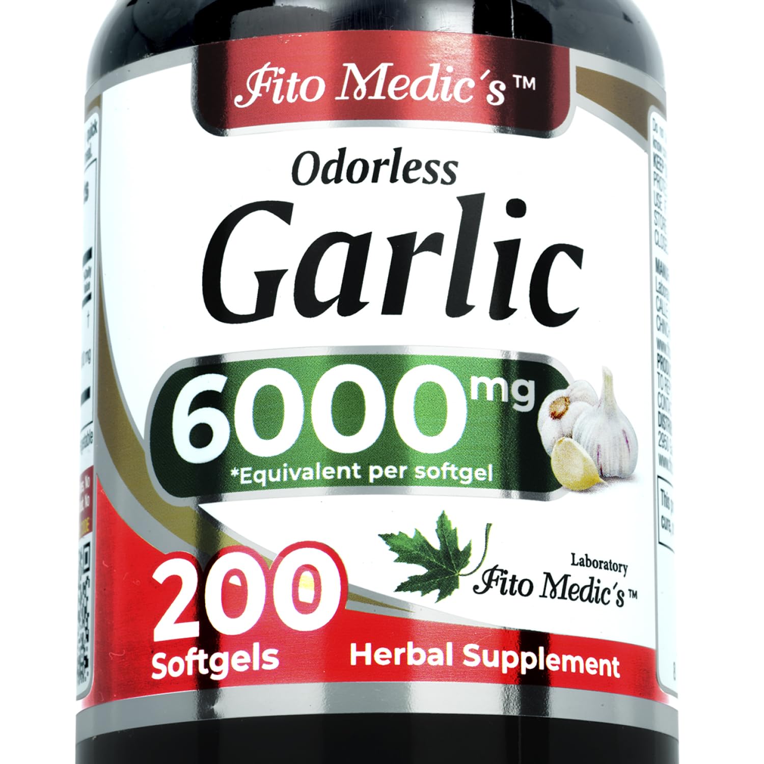 FITO MEDIC'S Garlic Odorless Softgel bottle for convenient daily supplementation.