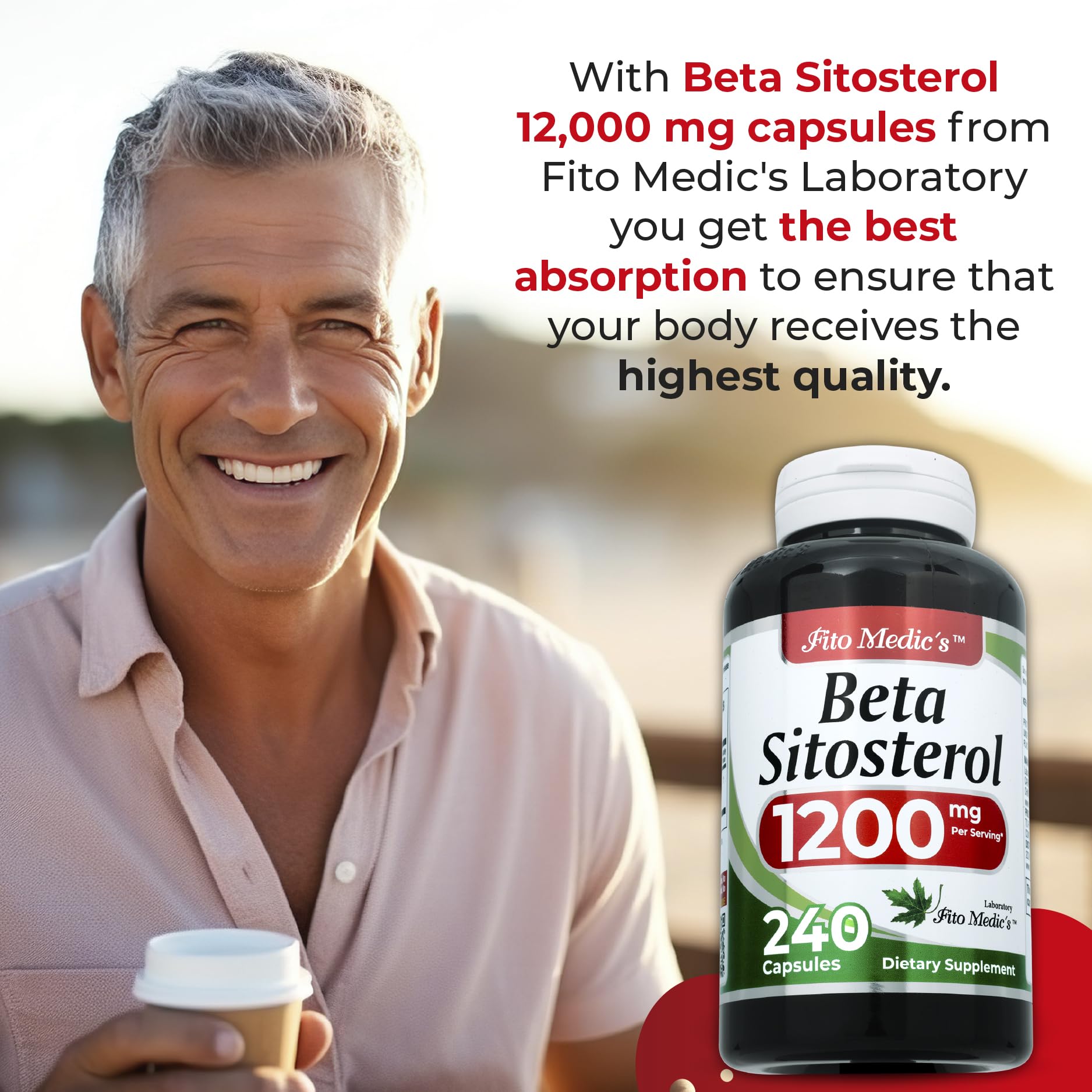 Ingredients panel of FITO MEDIC'S beta sitosterol sourced from plants