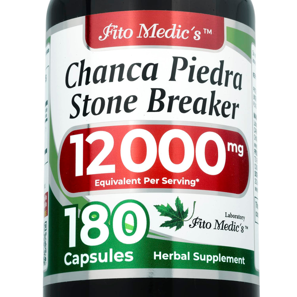 Fitomedics Chanca Piedra capsules bottle, 180-count, ideal for daily supplement routine.