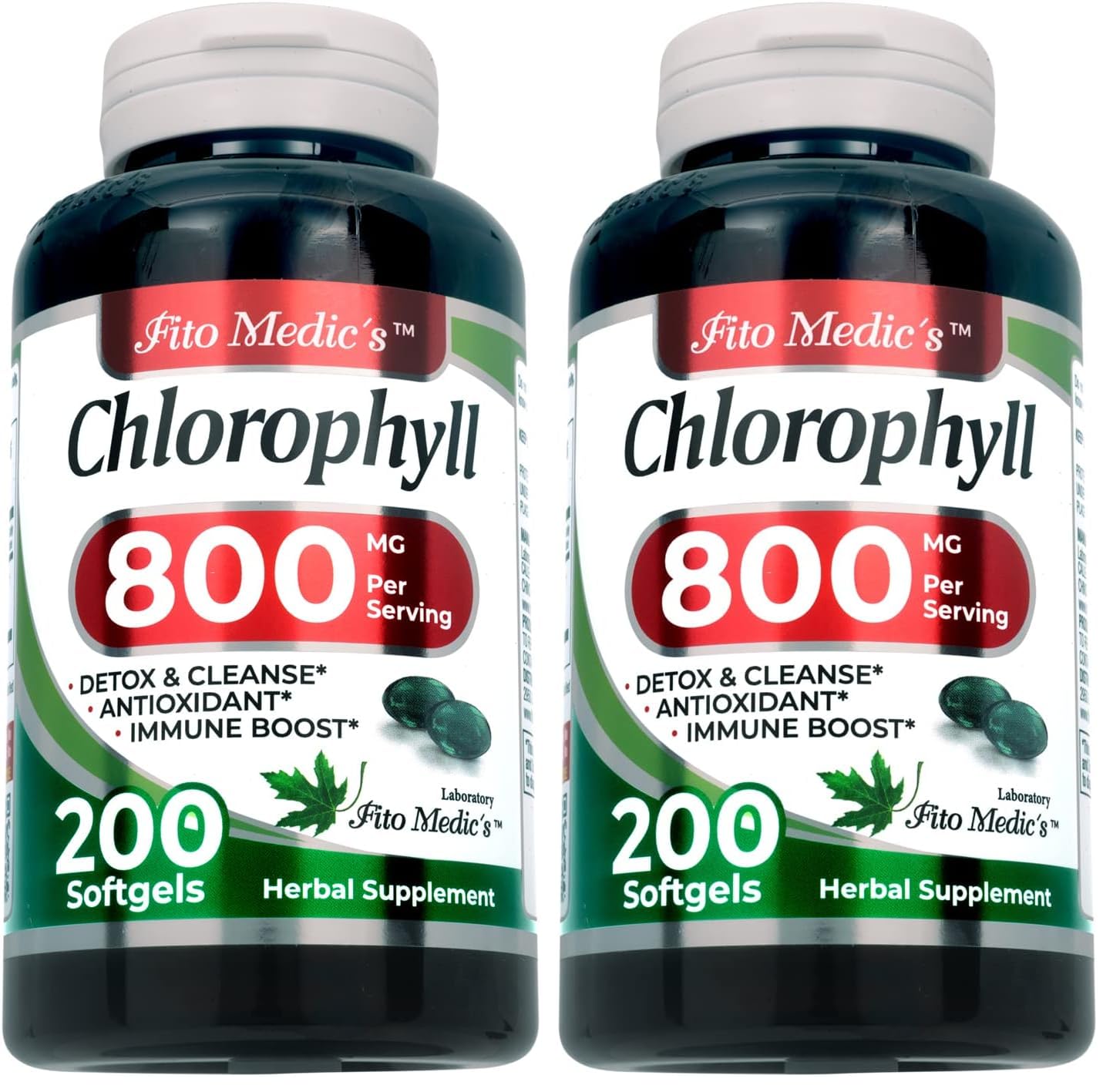 FITO MEDIC'S Chlorophyll bottle front view for easy greens support