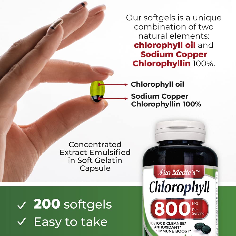 FITO MEDIC'S Chlorophyll softgels close-up for high-absorption greens support