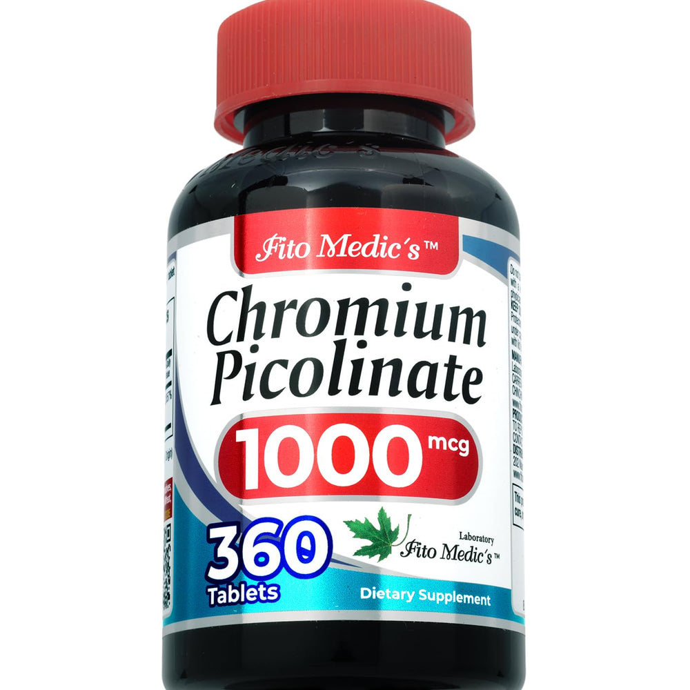 FITO MEDIC'S Chromium Picolinate bottle back shows dosage information.