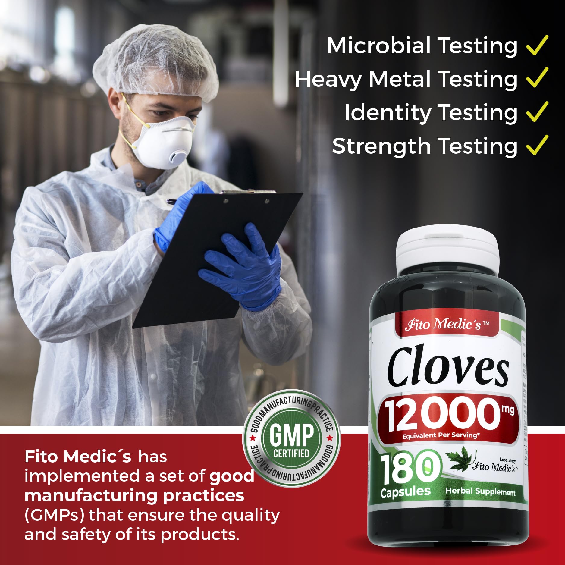 FITO MEDIC'S Lab bottle with 180 capsules offers consistent daily convenience