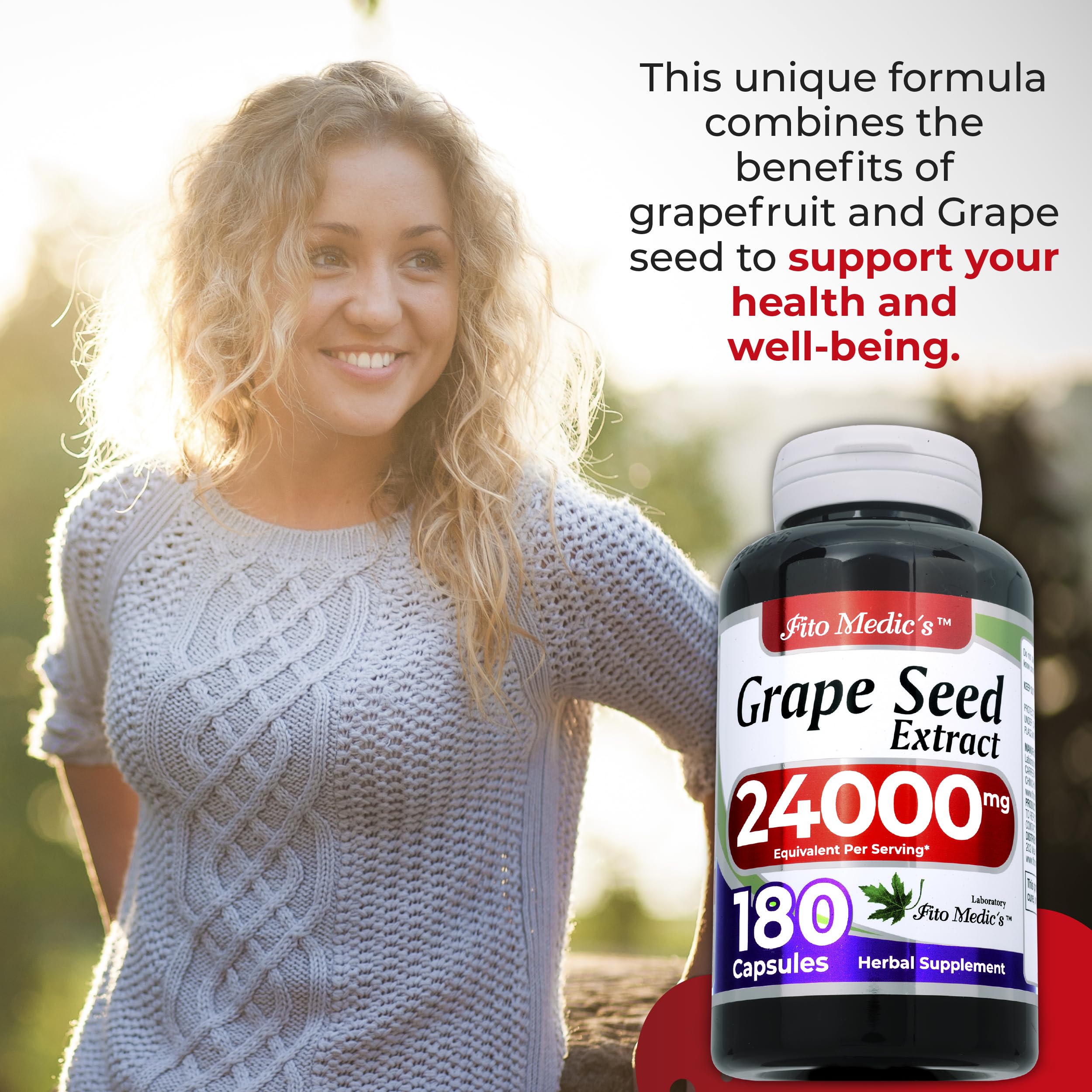 FITO MEDIC'S Organic Grape Seed Extract label highlights natural ingredients