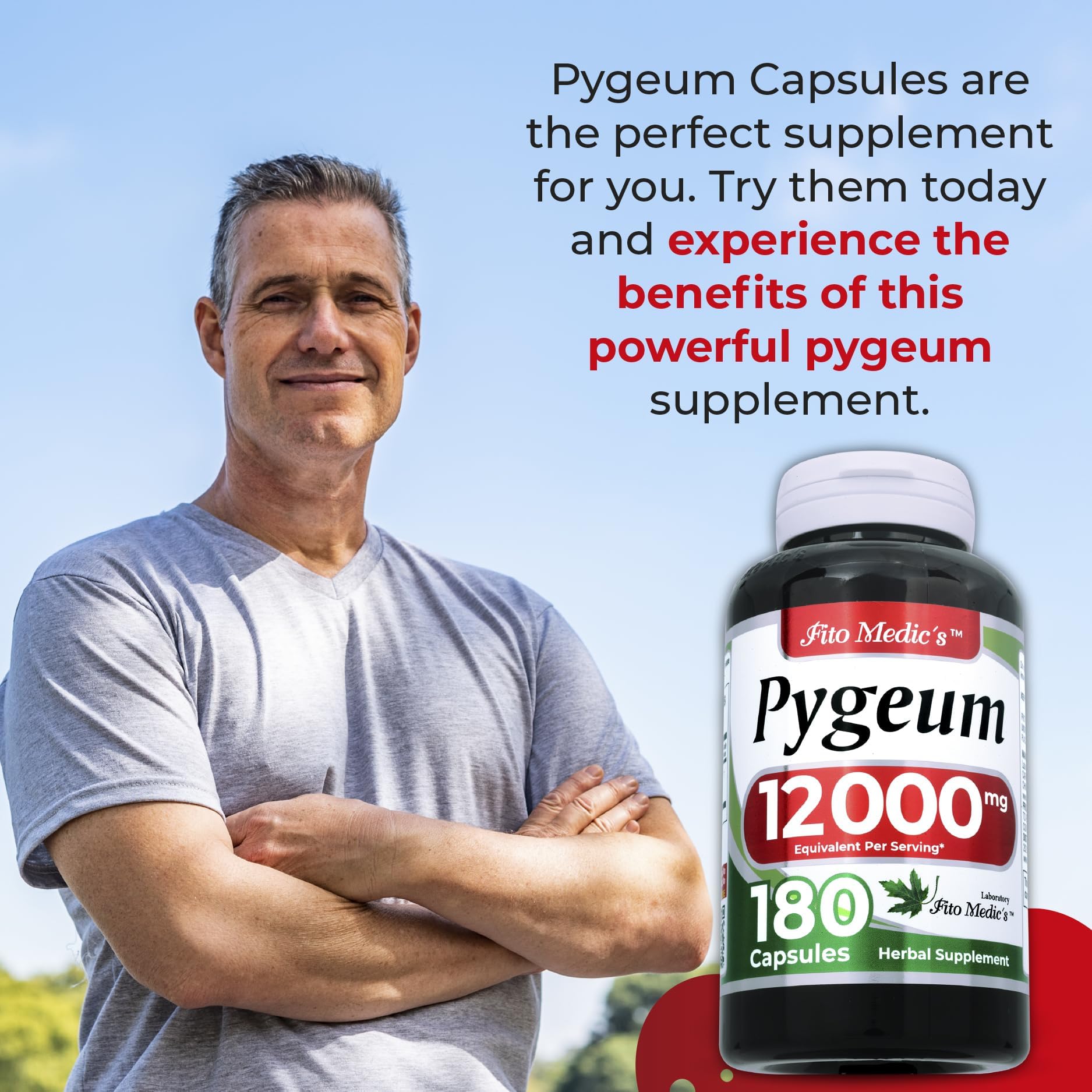 FITO MEDIC'S Lab Pygeum bottle and 180-count label detail.