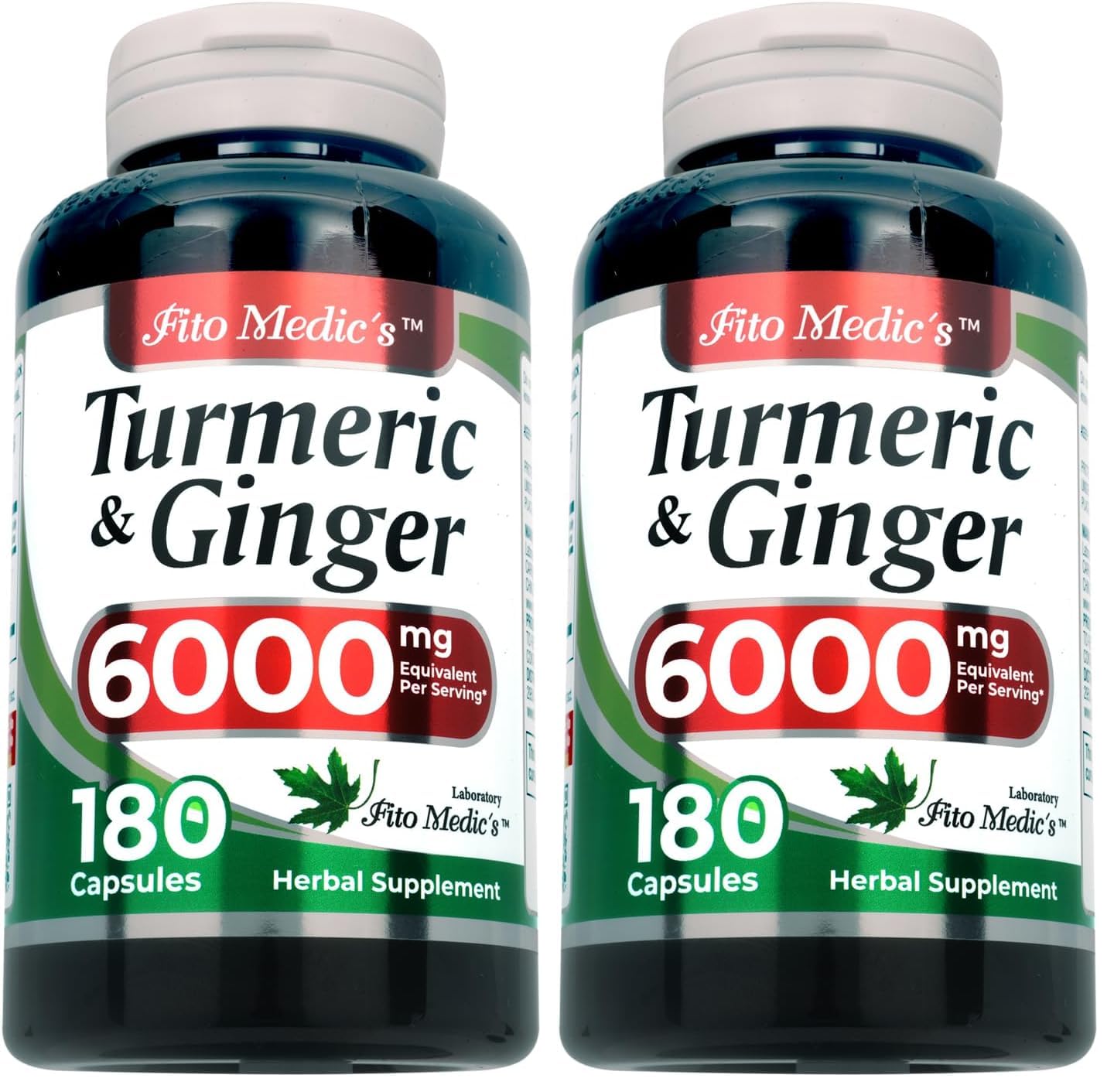 FITO MEDIC'S Turmeric and Ginger bottle front view highlighting ultra absorption formula
