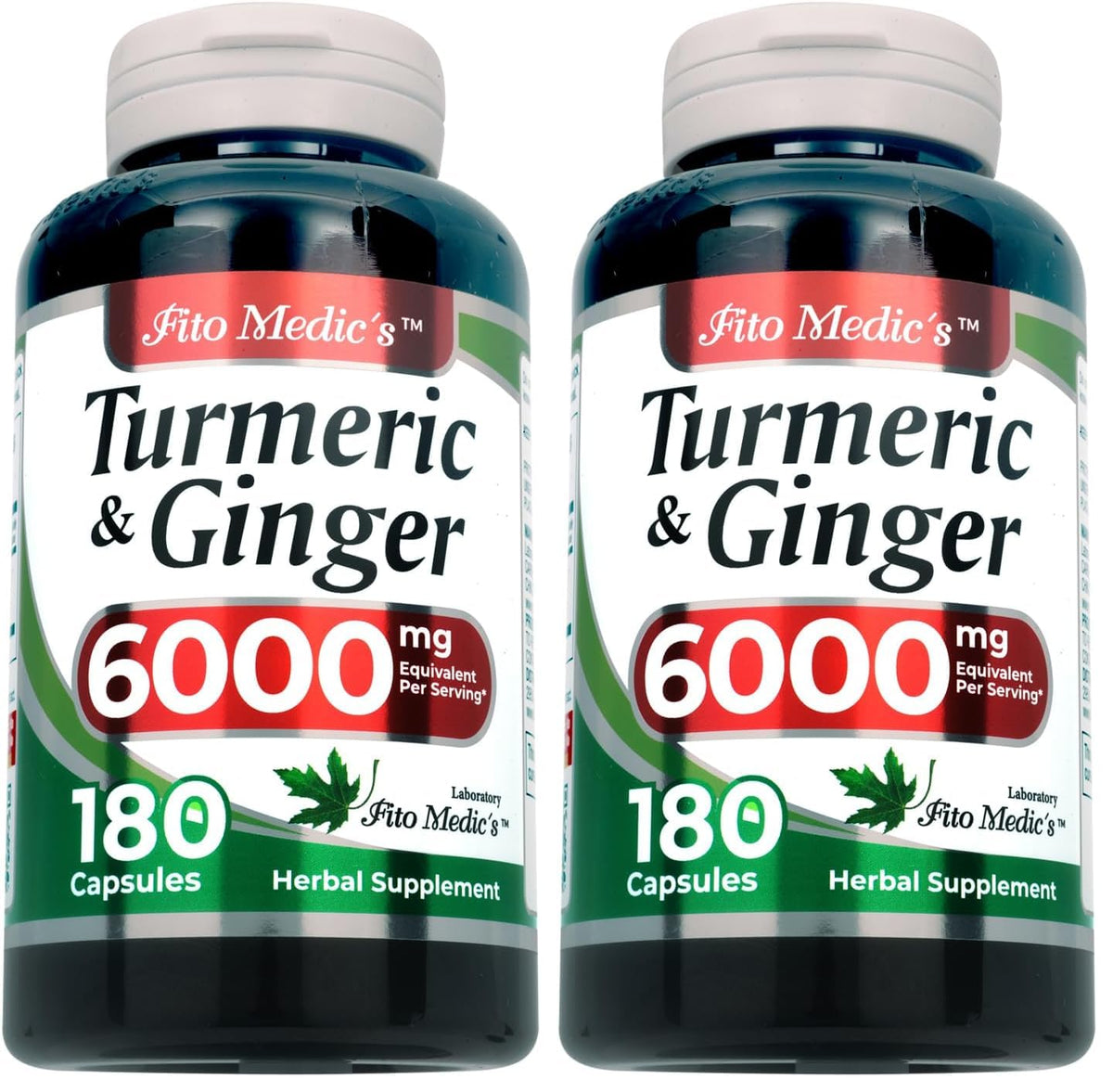 FITO MEDIC'S Turmeric and Ginger bottle front view highlighting ultra absorption formula