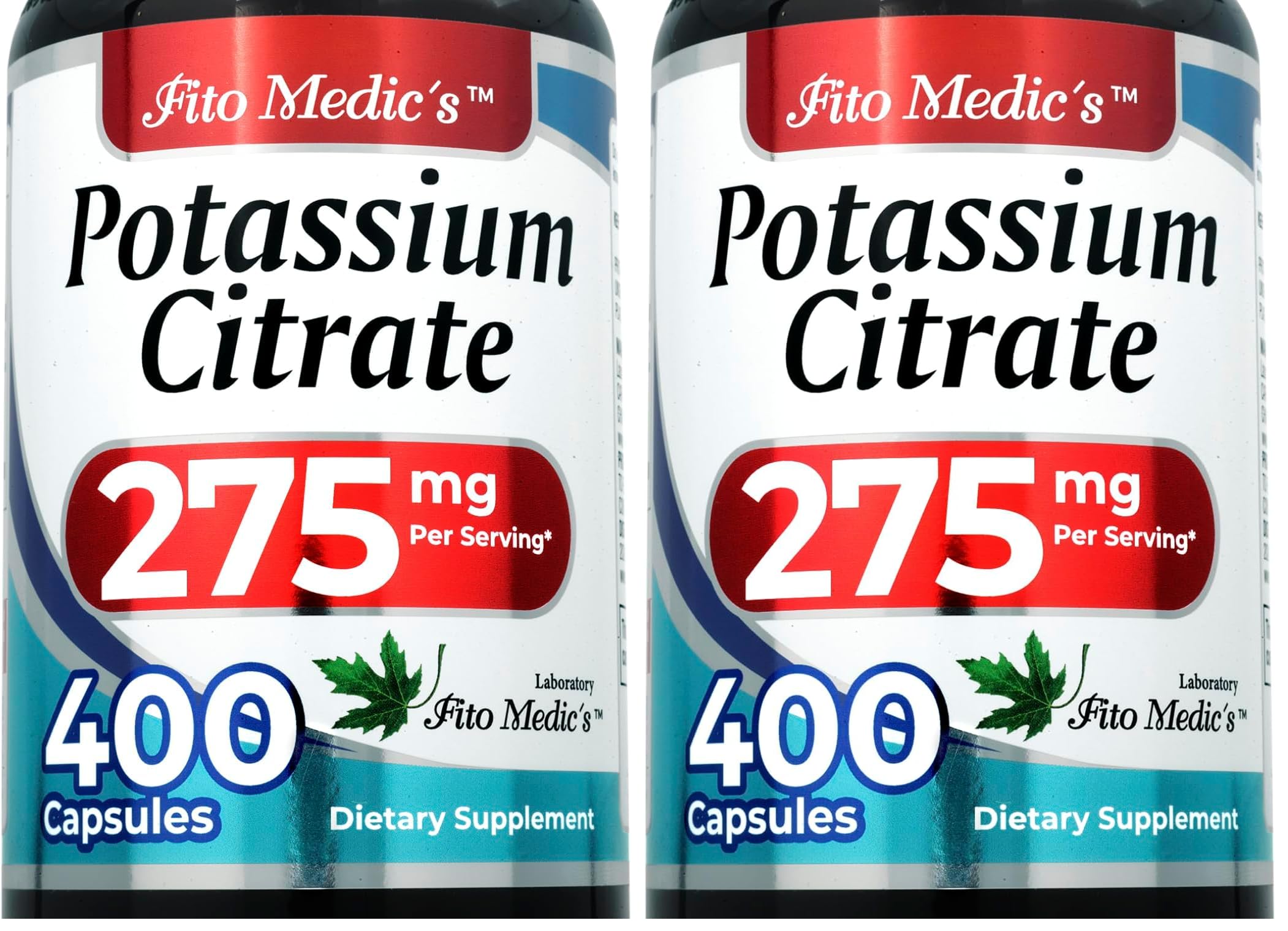 FITO MEDIC'S Potassium Citrate capsules in a 400-count bottle for daily use.