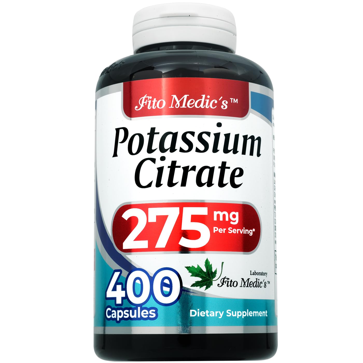 Close-up view of FITO MEDIC'S potassium citrate capsules highlighting the smooth coating.