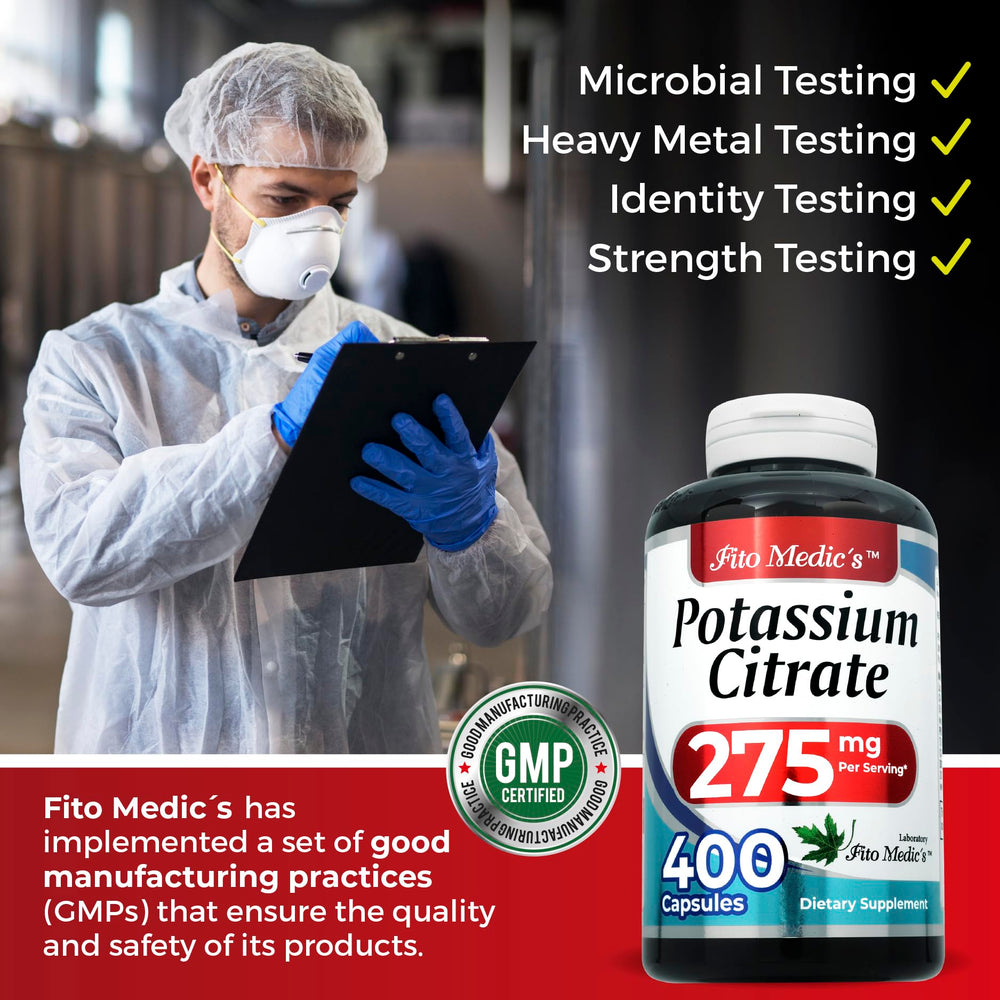 Capsule dosage information on packaging for FITO MEDIC'S Potassium Citrate.
