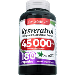 FITO MEDIC'S Resveratrol bottle label shows high-potency 100:1 extract.