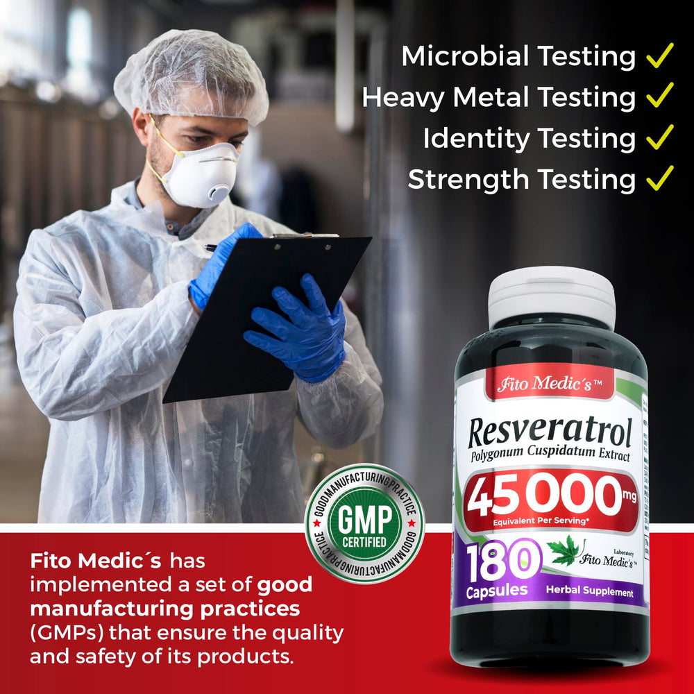 FITO MEDIC'S Resveratrol organic root symbol points to Polygonum cuspidatum origin.