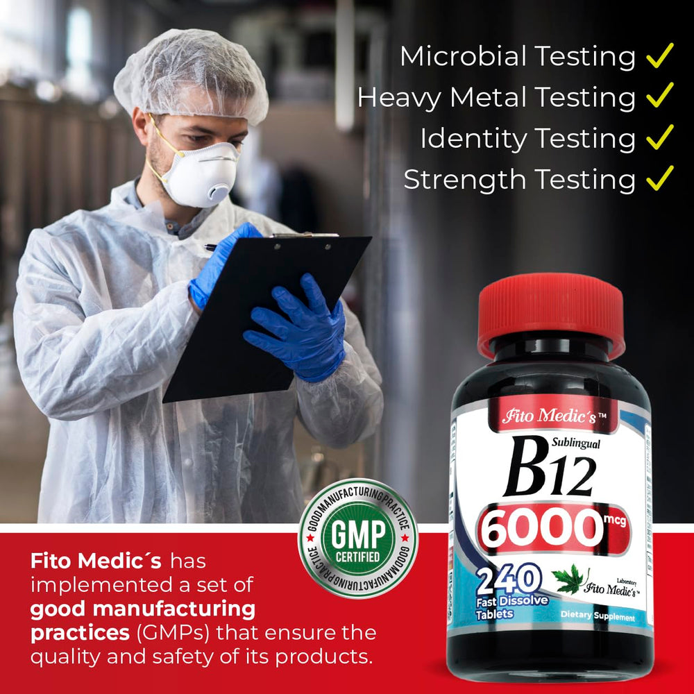 Fito Medic's Vitamin B12 Sublingual serving size image showing 6000 mcg per serving