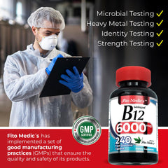 Fito Medic's Vitamin B12 Sublingual serving size image showing 6000 mcg per serving
