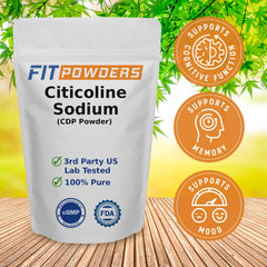 FitPowders Citicoline powder dissolving easily in a glass of water