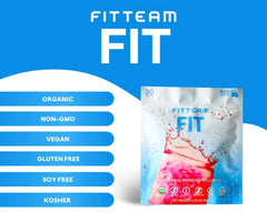 Fitteam Fit 30 bottle on kitchen counter showing daily energy support