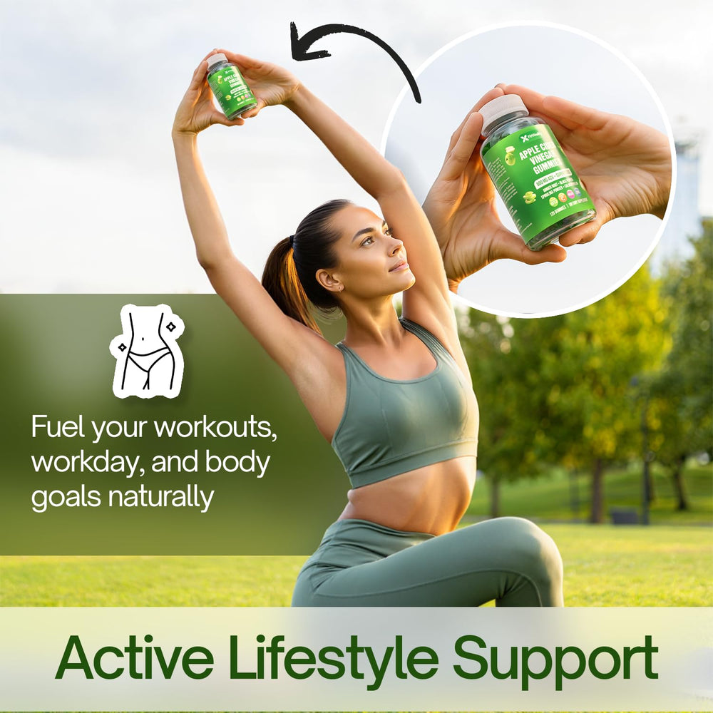FitVitality 120 ACV Gummies nutrition panel lists vitamins and minerals.