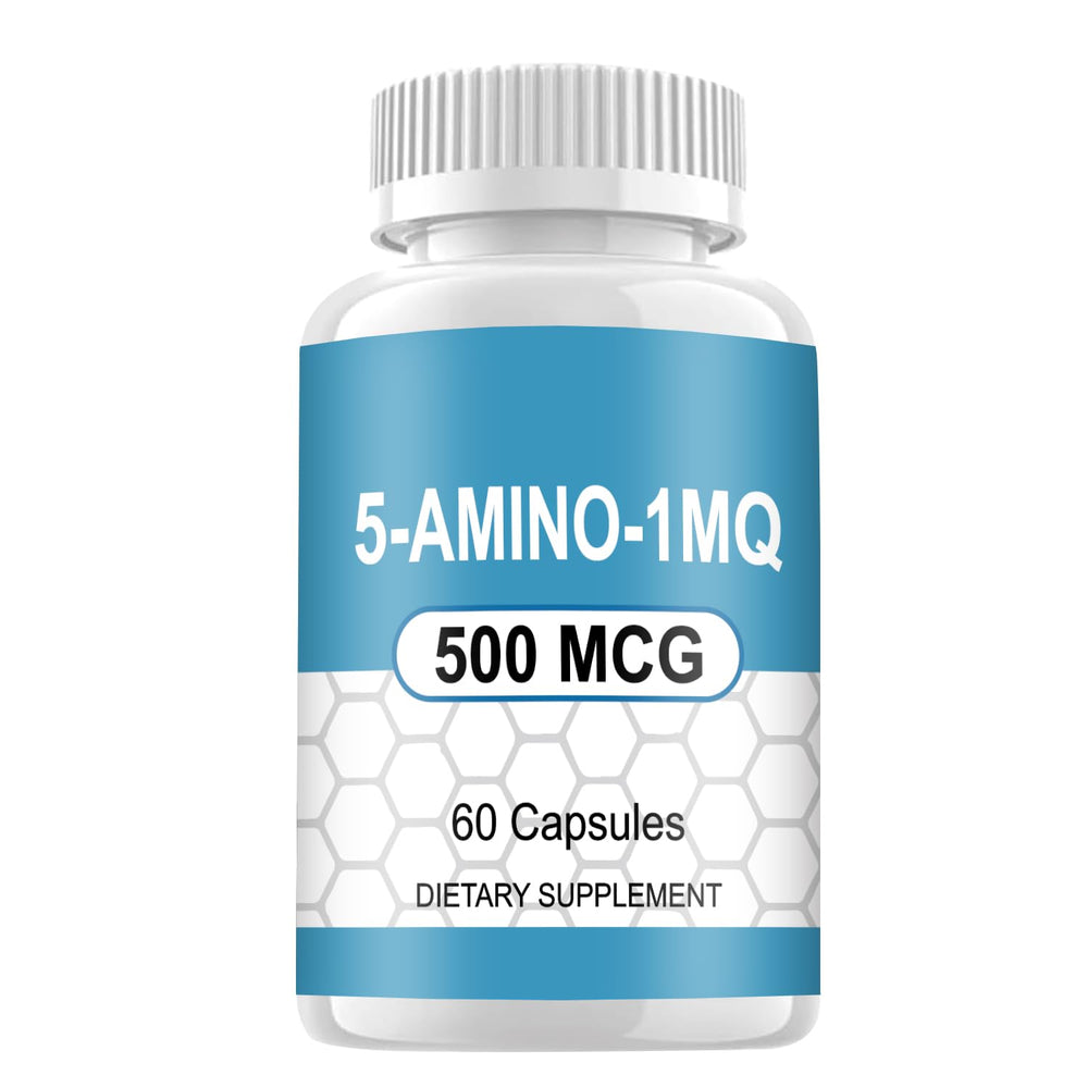 Five Amino 1mq supplement bottle with 500mcg capsules for daily wellness support.