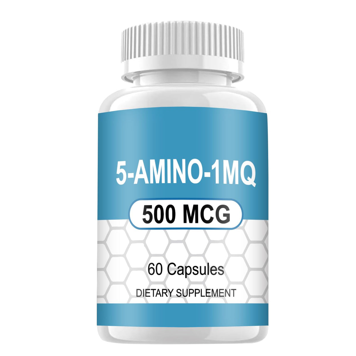Five Amino 1mq supplement bottle with 500mcg capsules for daily wellness support.